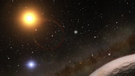 Eine-Planetenoberfläche-Mit-Einem-Milchstraßenhintergrund-Und-Hellen-Sternen