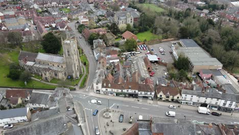 Halstead-Essex-High-street-and-church-UK-Aerial-footage-4K