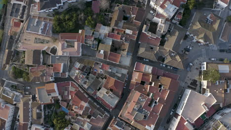 Beautiful-Orgiva-town-in-Spain,-top-down-high-angle