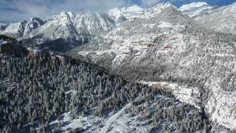 Luftaufnahme,-Landschaft-Der-San-Juan-berge,-Schneebedeckte-Hügel-Am-Sonnigen-Wintertag