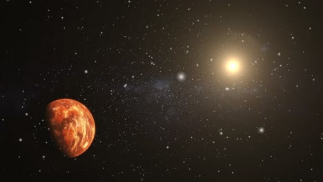 Ein-Roter,-Sonnenbeschienener-Planet-Im-Großen-Universum