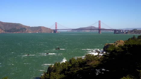Famous-Golden-Gate-Bridge,-San-Francisco-California-USA-Landmark-from-Lands-End-Lookout