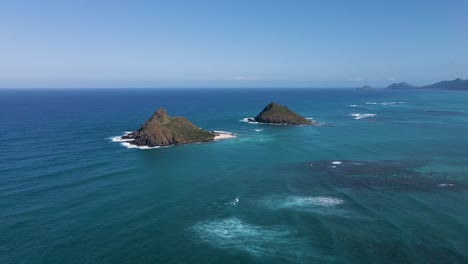 Islotes-De-Mokulua-Cerca-De-La-Isla-De-Oahu,-Hawaii