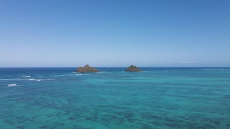 Mokulua-inseln-Vor-Der-Küste-Von-Oahu-Hawaii,-4k-luftbild