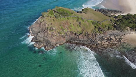 Aerial-View-Of-Norries-Headland-And-Cove-Beach---Cabarita-Beach-Whale-Lookout-In-NSW,-Australia