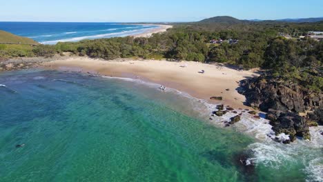Pristine-Blue-Waterscape-Of-Norries-Cove-And-Cabarita-Beach-At-Australian-State-Of-New-South-Wales