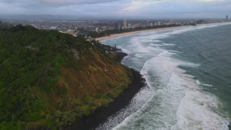 City-Landscape-Of-Burleigh-Heads-Suburb-At-The-Shoreline-In-QLD,-Australia-From-The-Viewpoint-Of-Burleigh-Headland