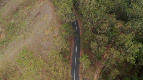 Aerial-Top-Down-View-Of-Rural-Road-In-Sunshine-Coast-Region-QLD,-Australia---drone-shot