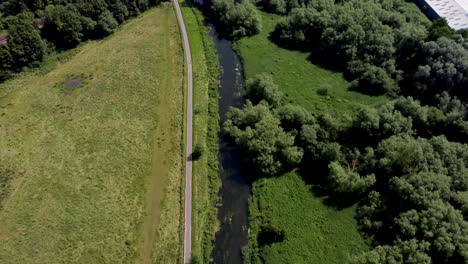 Flying-over-the-River-Stour-in-Canterbury-with-a-footpath-alongside-it