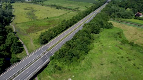 Drone-moving-over-the-A2-dual-carriage-way-that-crosses-the-River-Stour-in-Canterbury