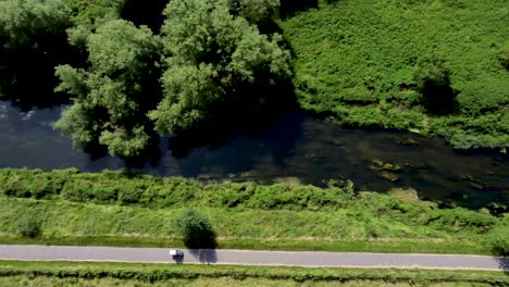 The-River-Stour-4K-drone-footage-with-a-mobility-car-driving-along-side