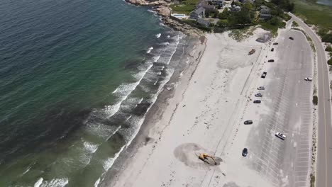 Angled-Birds-eye-view-of-the-area-at-SANDY-BEACH-in-COHASSET-MA---Atlantic-Ave