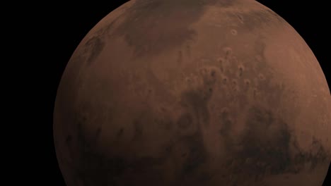 Primer-Plano-De-Marte-Aislado-Gran-Cuerpo-Esférico-En-El-Espacio,-Girando-Sobre-Su-Eje
