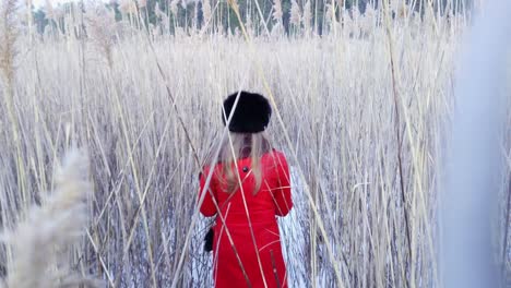 Russian-attire-lady-lost-in-reeds-at-Riga-Latvia-Europe