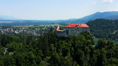 Medieval-Museum-Of-Bled-Castle-Overlooking-The-Lake-Bled-In-Slovenia
