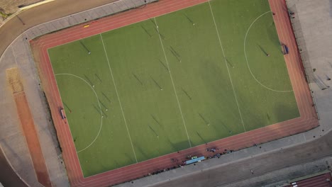 Aerial-view-of-a-hockey-court-at-sunset