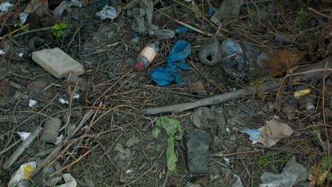 Rubbish-littered.-Panning-shot-of-trash-poorly-disposed