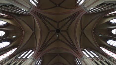 Looking-Up-On-Beautiful-Rib-Vault-Ceiling-Of-Gouwekerk-Church-In-Netherlands