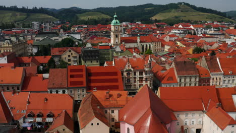 Medieval-Architecture-Of-The-Townscape-Of-Maribor-With-A-View-Of-Green-Landscape-In-Slovenia