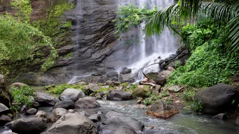 Die-Schönheit-Eines-Wasserfalls-Im-Dschungel-Mit-Bäumen-Und-Palmen