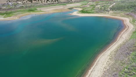 Aerial-View-of-Rifle-Gap-Dam-Water-Reservoir,-Colorado,-USA