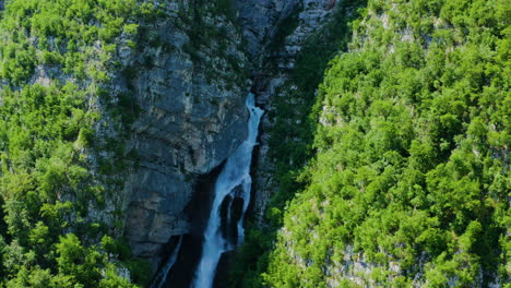 Savica-Waterfall-Surrounded-With-Rocky-Cliffs-In-Triglav-National-Park-In-Slovenia