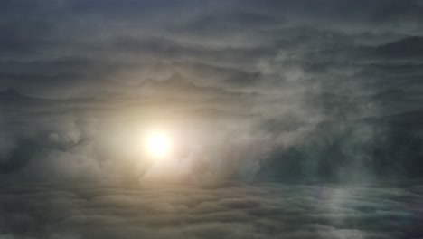 Sun-shines-behind-the-cumulus-clouds
