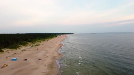 aerial-shot-of-the-beach-overcast,-cloudy-day