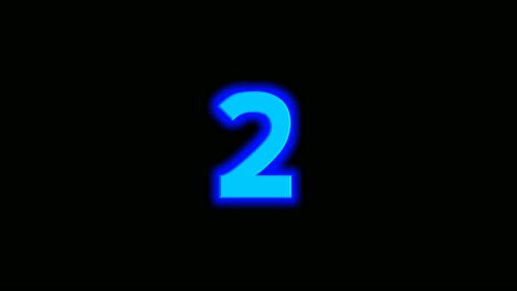 Animación-Número-Dos-2-De-Energía-Azul-Neón-Sobre-Fondo-Negro
