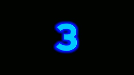 Neon-Blue-Energy-Number-three-3-Animation-on-black-background