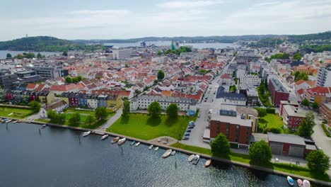 Panoramic-drone-view-of-Kvadraturen-on-a-sunny-day