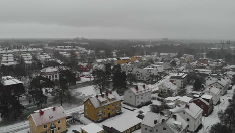 Bright-view-over-beautiful-rural-Sweden-with-snow-covered-town