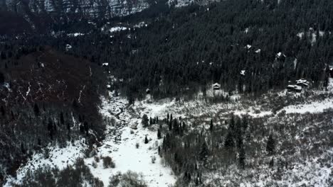 Stunning-aerial-drone-tilting-up-shot-of-Sundance-Ski-Resort-from-the-Stewart-Falls-hike