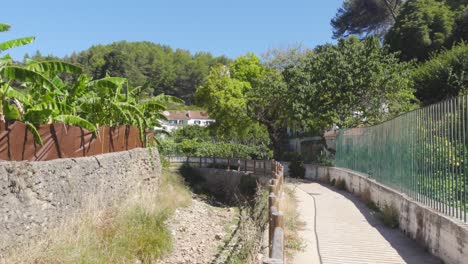 A-Dried-Up-Riverbed-in-the-Suburban-Farms-in-Cascais,-Portuga