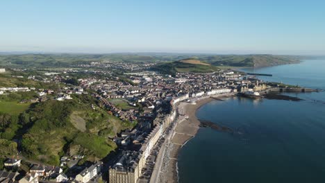 Aberystwyth-Ciudad-Costera-Y-Playa-De-Gales-Reino-Unido-Antena-Punto-De-Vista-Alto