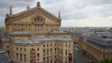 Aerial-View-Of-Palais-Garnier,-Famous-Opera-House-In-Paris,-France-During-Pandemic