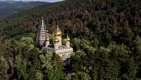 Shipka-memorial-church-amid-dense-forest-at-the-foot-of-Balkan-mountain-range-Bulgaria
