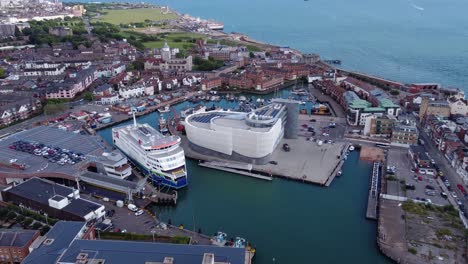 Aerial-View-Of-The-Wightlink-Ferries-And-The-Old-Portsmouth-District-In-Port-Sea-Island-In-England
