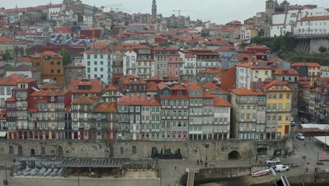 Porto-city-center-by-drone,-Torre-dos-Clerigos