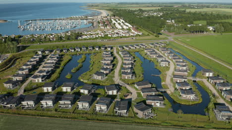 Eco-friendly-Water-Village-Near-Roompot-Marina-Haven-In-Kamperland,-Zeeland,-Netherlands