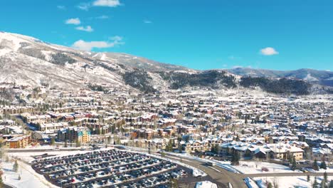 View-Of-Densely-Populated-Town-Of-Steamboat-Springs-Colorado-At-The-Foot-Of-The-Mountains-On-A-Beautiful-Winter-Sunny-Morning