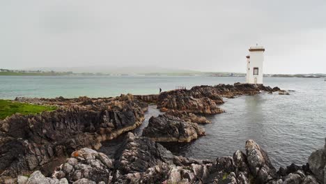 Carraig-Fhada-Lighthouse-with-a-rain-storm-coming-over-Port-Ellen-on-the-island-of-Islay