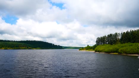 Wunderschöne-üppige-Landschaft-Wald-Wald-Reservoir-Malerische-Blaue-Wasser-Friedliche-Seenlandschaft