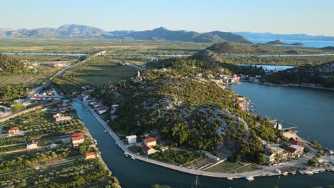 The-Neretva-delta-is-a-unique-landscape-in-southern-Croatia,-an-aerial-view-over-Rogotin