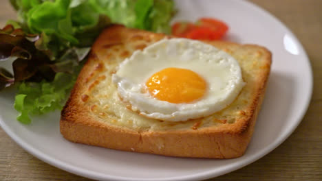 homemade-bread-toasted-with-cheese-and-fried-egg-on-top-with-vegetable-salad-for-breakfast