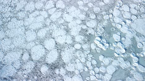 Aerial-Drone-Shot-across-ice-field-frozen-lake-4K-Global-Warming-and-Climate-change