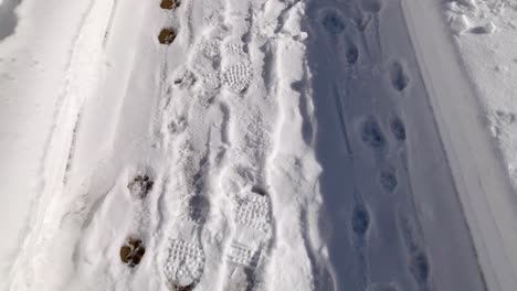 Footsteps-in-the-snow-on-a-sidewalk