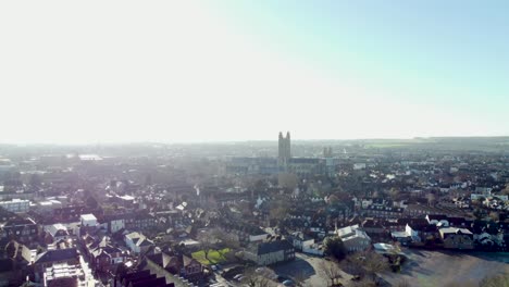 Drone-flyby-footage-with-the-Canterbury-Cathedral-in-the-background-and-rooftops-in-front