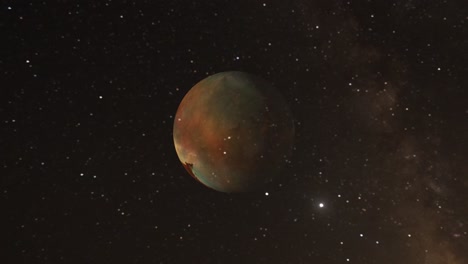 Un-Planeta-Marrón-Contra-Un-Fondo-De-Nubes-Nebulosas
