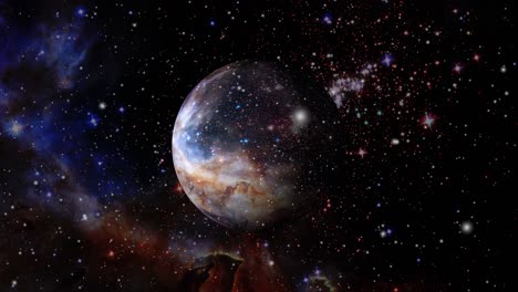 Un-Planeta-Moviéndose-En-El-Universo-Con-Un-Fondo-De-Nubes-Nebulosas
